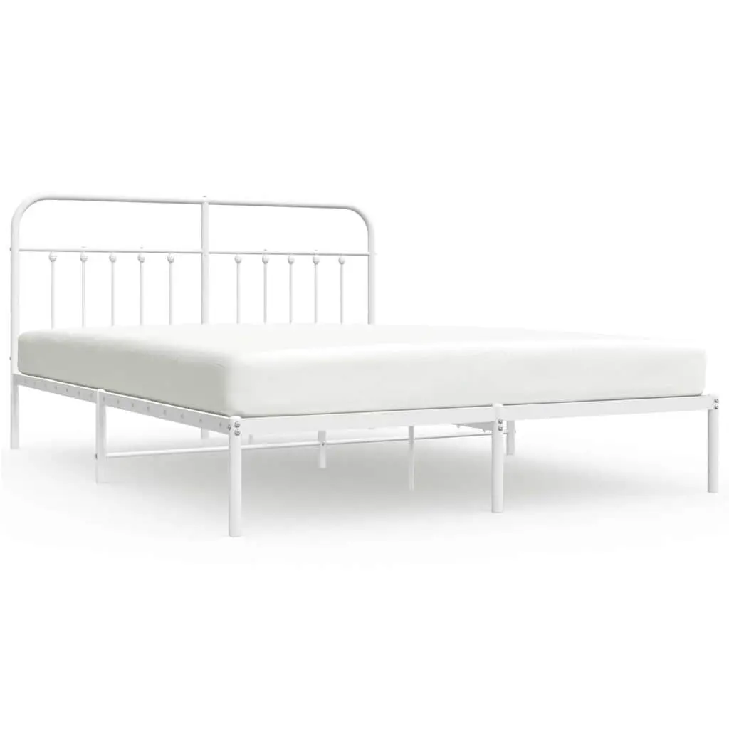 Metal Bed Frame without Mattress Headboard White 72x83.9 California King