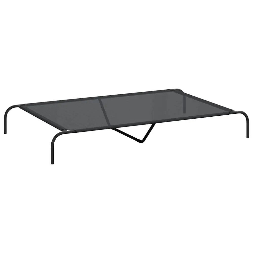Elevated Dog Bed Black 59.1x35.4x7.9 Inches Textilene and Steel Pet Furniture