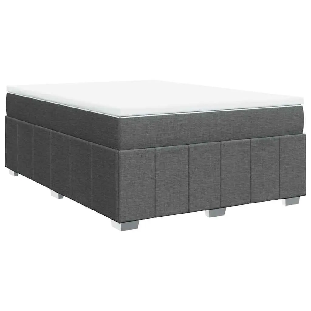 Box Spring Bed Mattress Dark Gray Full Fabric Bedroom Furniture