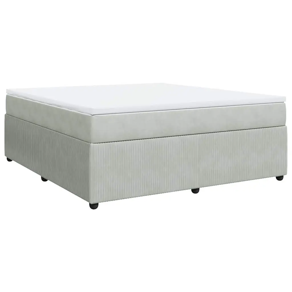 Box Spring Bed Mattress Light Gray King Velvet Bedroom Set