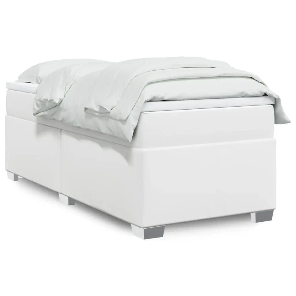 Box Spring Bed Mattress White Twin XL Faux Leather Bed Frame