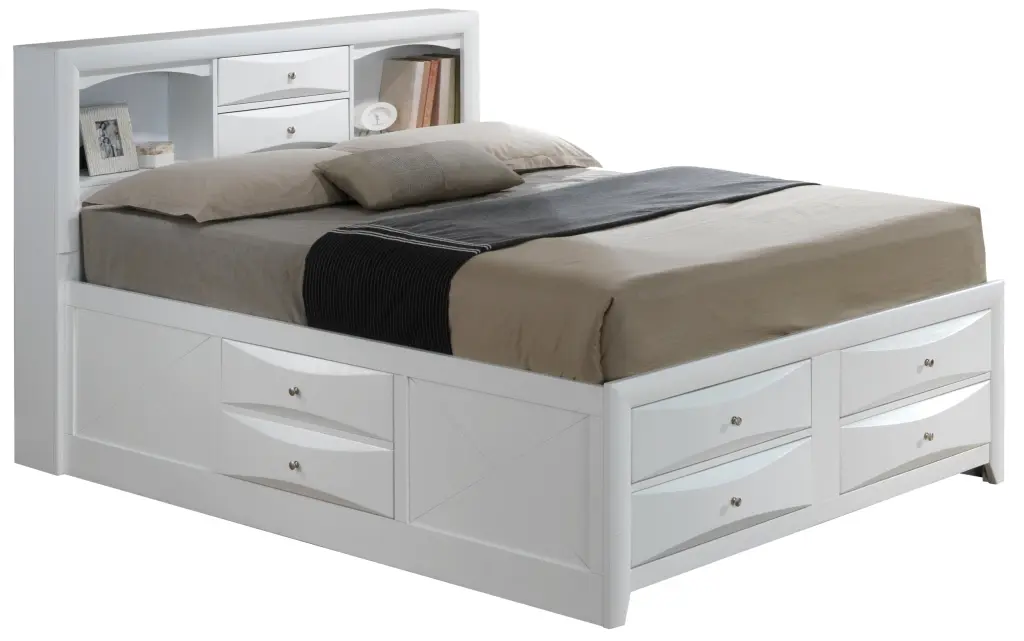 Marilla G1570G Qsb3 Queen Storage Bed White Particle Board glory furniture