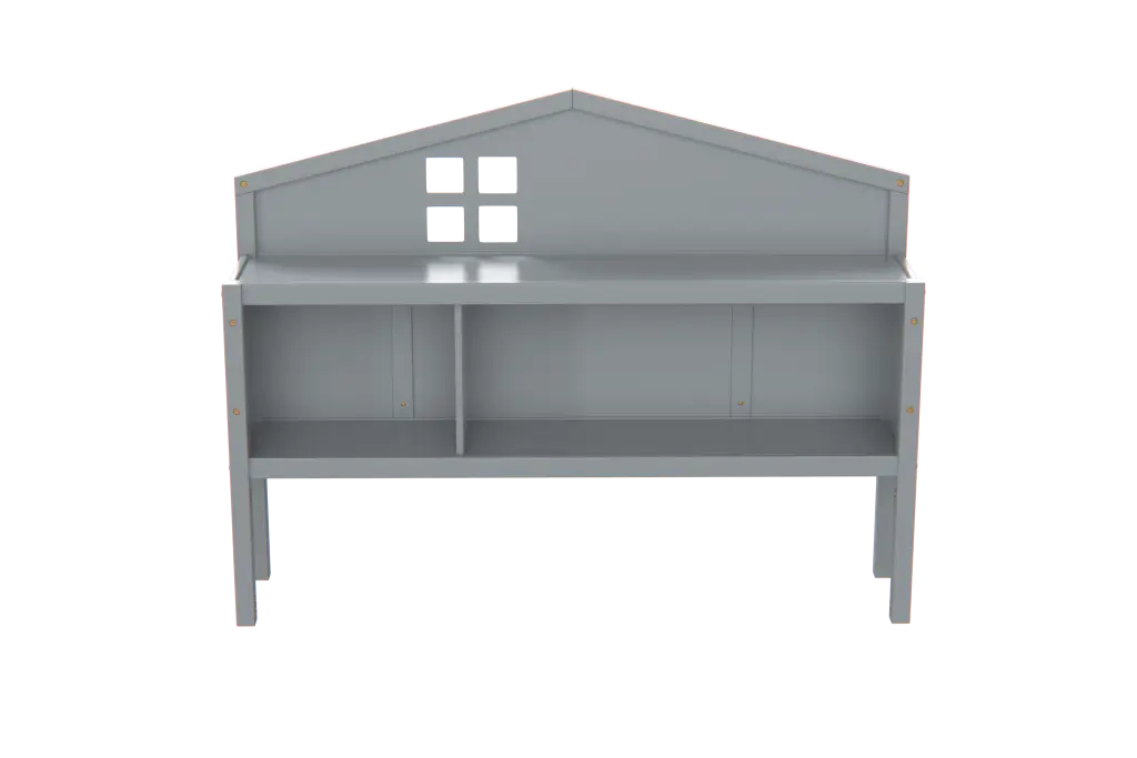 Headboard Storage Cabinet Full Size Montessori Floor Bed Grey junbed