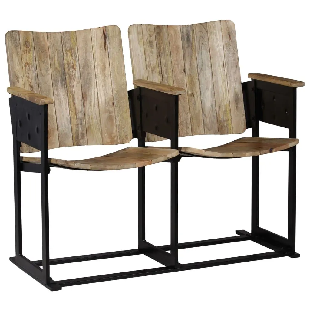 2-Seater Bench Solid Mango Wood and Steel Outdoor Garden Seat