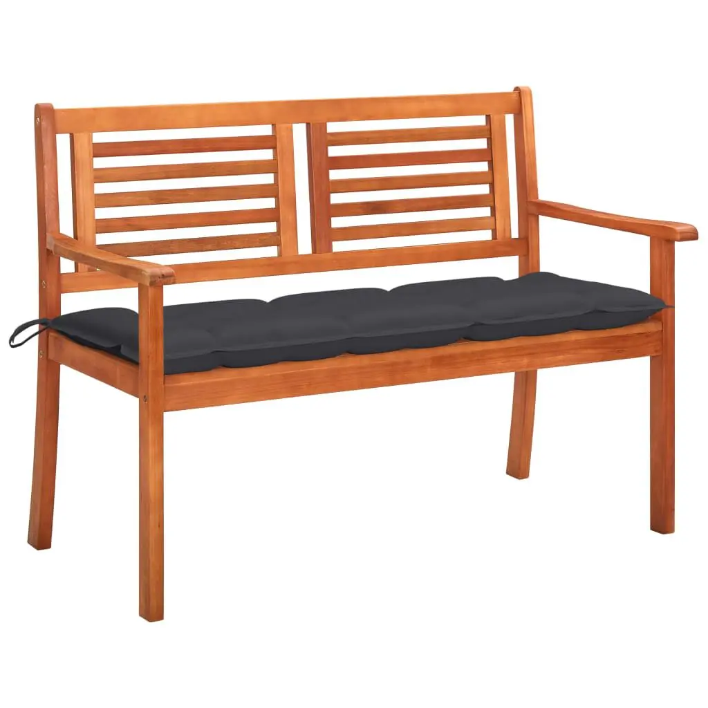 2-Seater Patio Bench Cushion 47.2 Inch Solid Eucalyptus Wood Outdoor Furniture