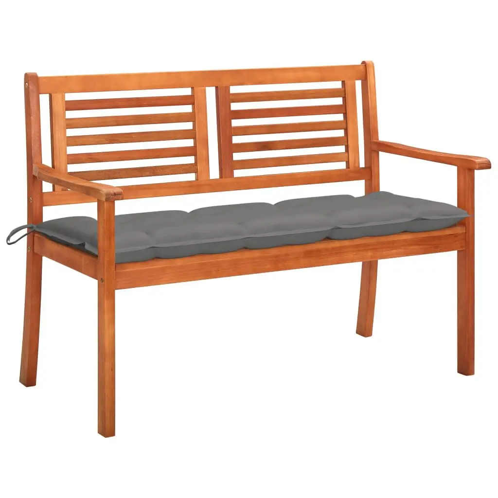 2-Seater Patio Bench Cushion 47.2 Inches Solid Eucalyptus Wood Outdoor