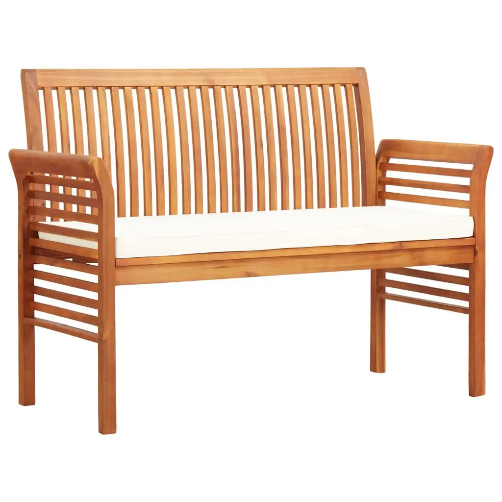 2-Seater Patio Bench Cushion 47.2 Inches Solid Acacia Wood Outdoor Furniture