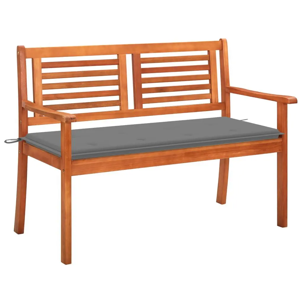 2-Seater Patio Bench Cushion 47.2 Inches Solid Eucalyptus Wood