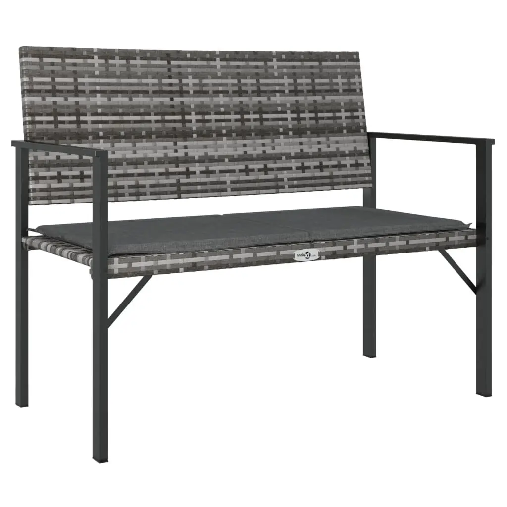 2-Seater Patio Bench Cushion Gray Poly Rattan Outdoor Furniture