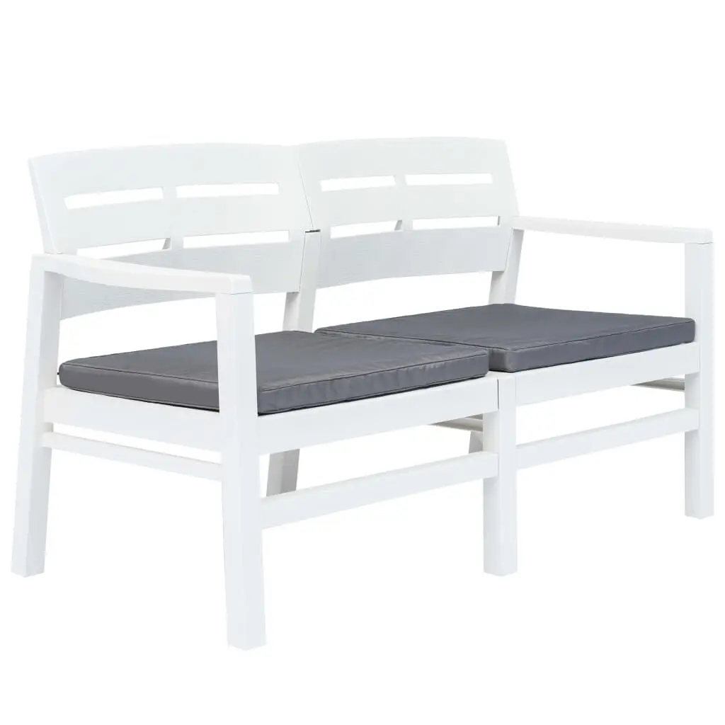 2-Seater Patio Bench Cushions 52.4 Inch Plastic White Outdoor Furniture