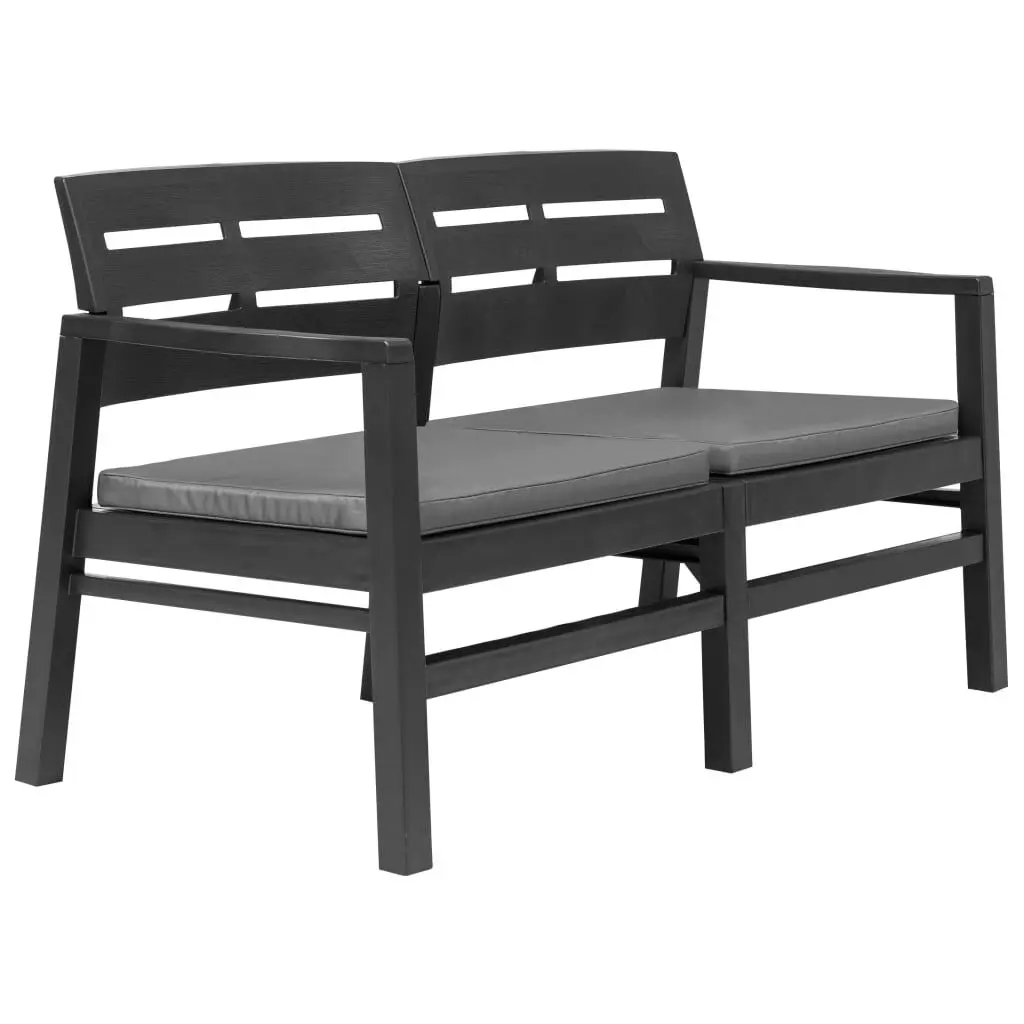 2-Seater Patio Bench Cushions 52.4 Inch Plastic Anthracite Outdoor Seat