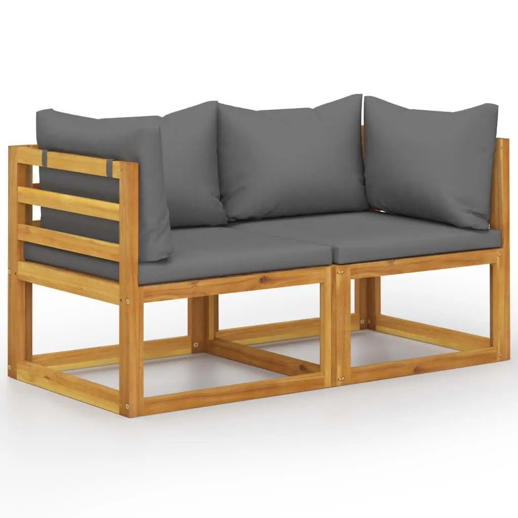 2-Seater Patio Bench Dark Gray Cushions Outdoor Lounge Furniture