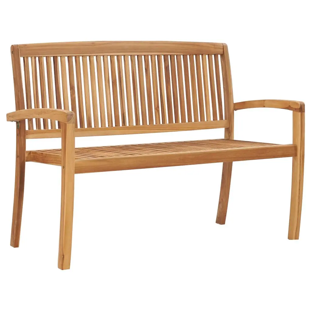 2-Seater Stacking Patio Bench 50.6 Inch Solid Teak Wood Outdoor Furniture