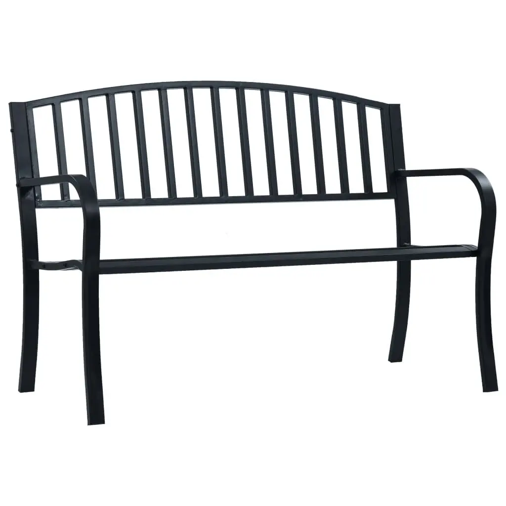 47.2 Inch Black Steel Patio Bench Outdoor Garden Furniture