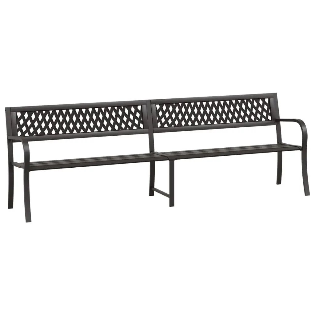 96.9-Inch Black Steel Twin Patio Bench Outdoor Seating
