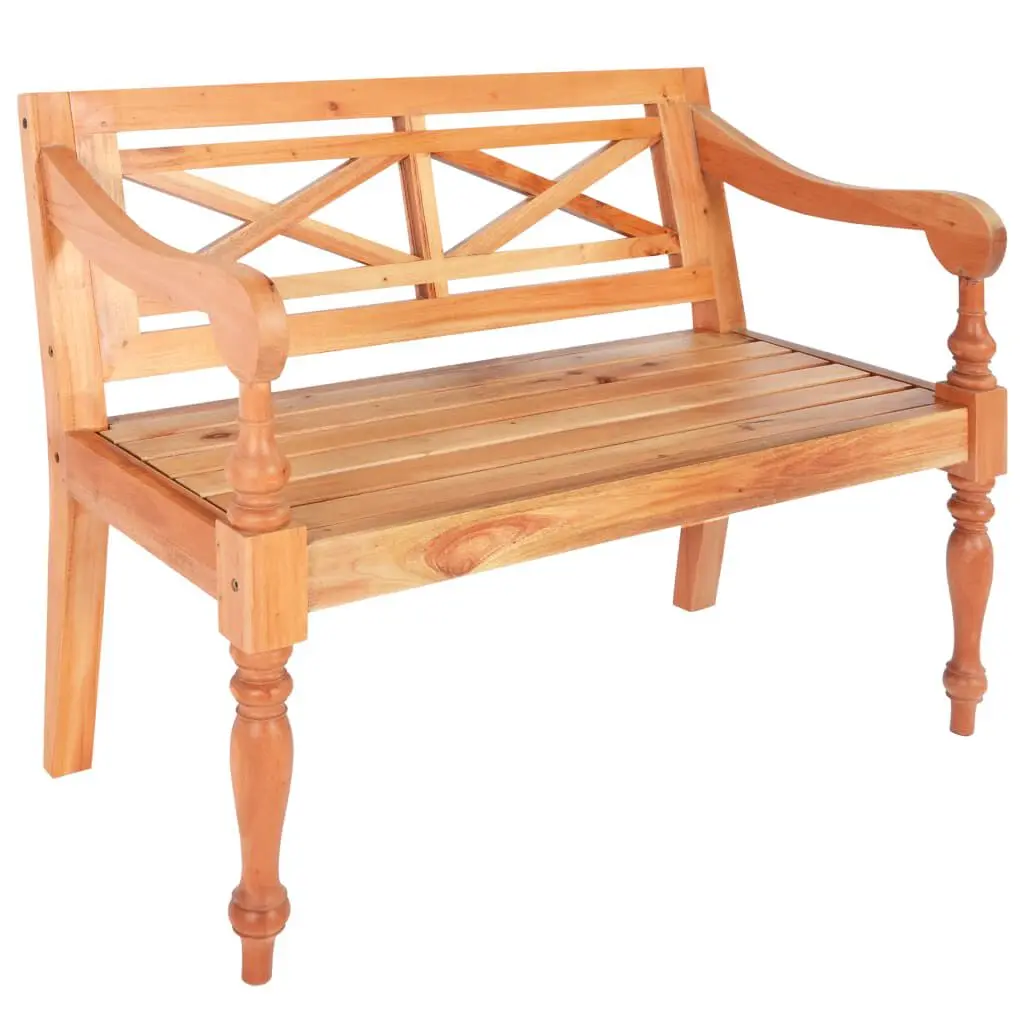 Batavia Bench 38.6 Inch Solid Mahogany Wood Light Brown Entryway Furniture