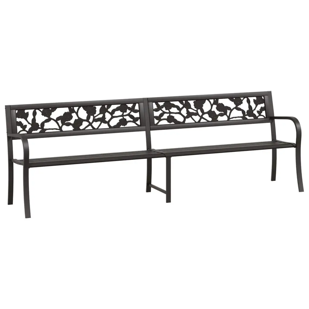 Black Steel Twin Patio Bench 96.9 Inches Outdoor Seating