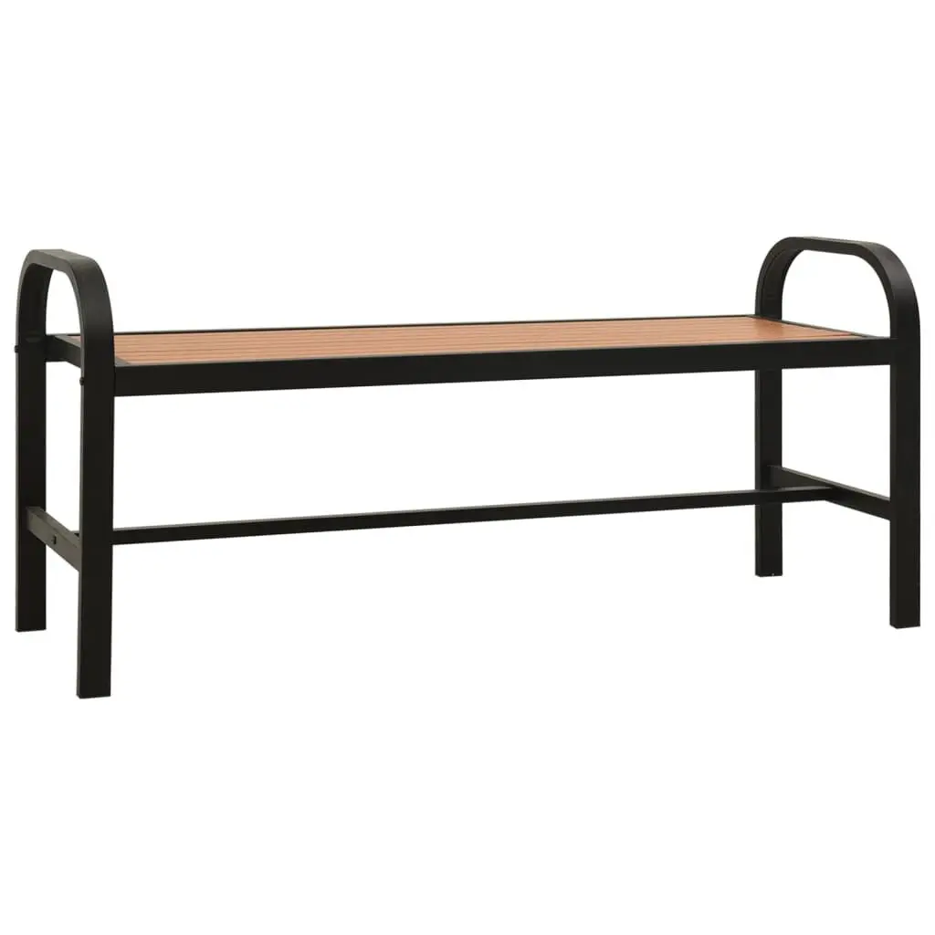 49 Inch Patio Bench Steel and WPC Brown and Black Outdoor Furniture