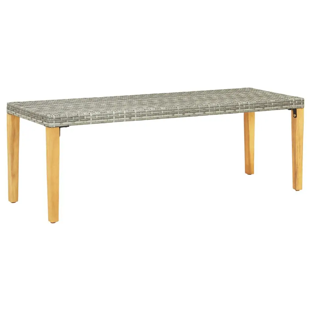 Patio Bench 31.5 Inch Poly Rattan Gray Outdoor Furniture