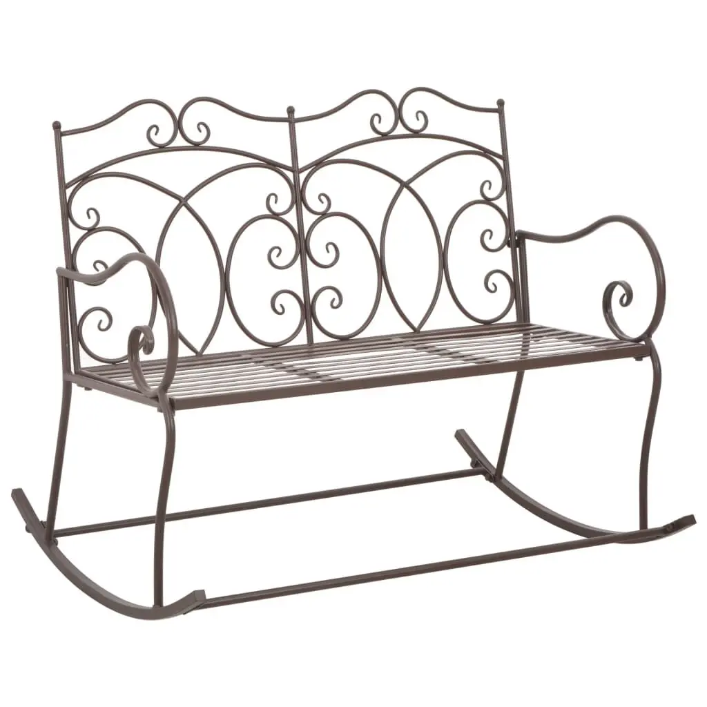 Patio Bench 40.9 Inch Iron Antique Brown Outdoor Garden Bench