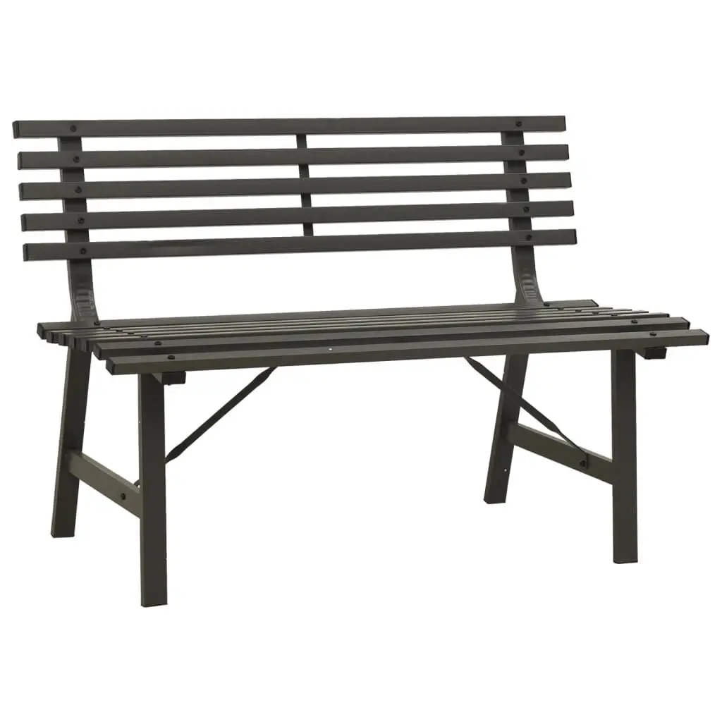 Patio Bench 43.3 Inch Steel Black Outdoor Garden Furniture
