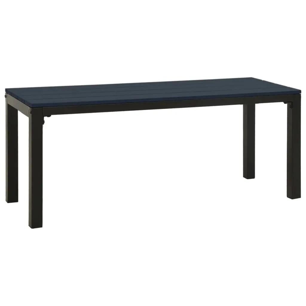 Patio Bench 43.3 Inch Steel and WPC Black Durable Outdoor Furniture