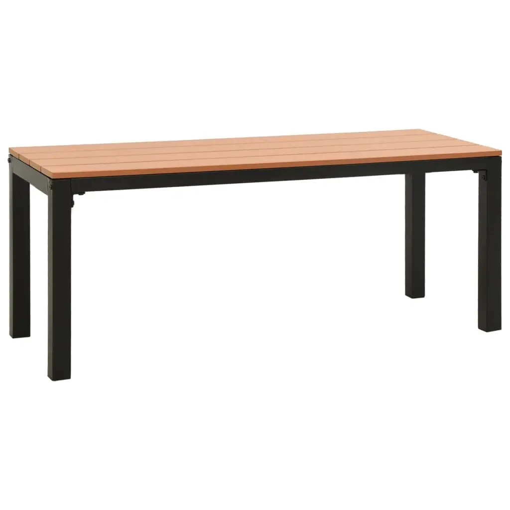 Patio Bench 43.3 Inch Steel and WPC Brown and Black Outdoor Furniture