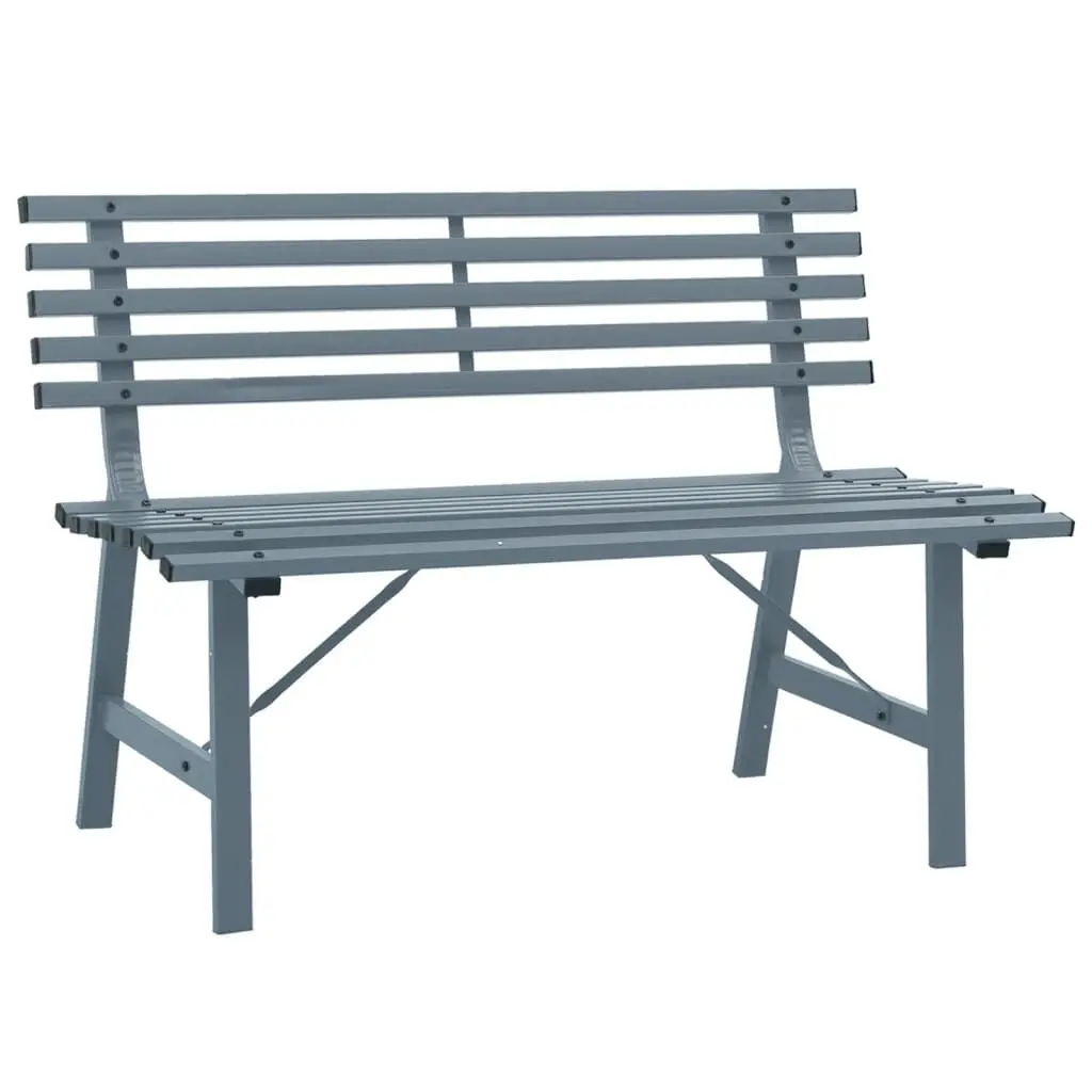 Patio Bench 43.3 Inches Steel Gray Outdoor Garden Bench