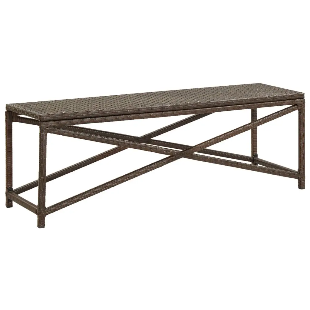 Patio Bench 47.2 Inch Poly Rattan Brown Durable Outdoor Furniture