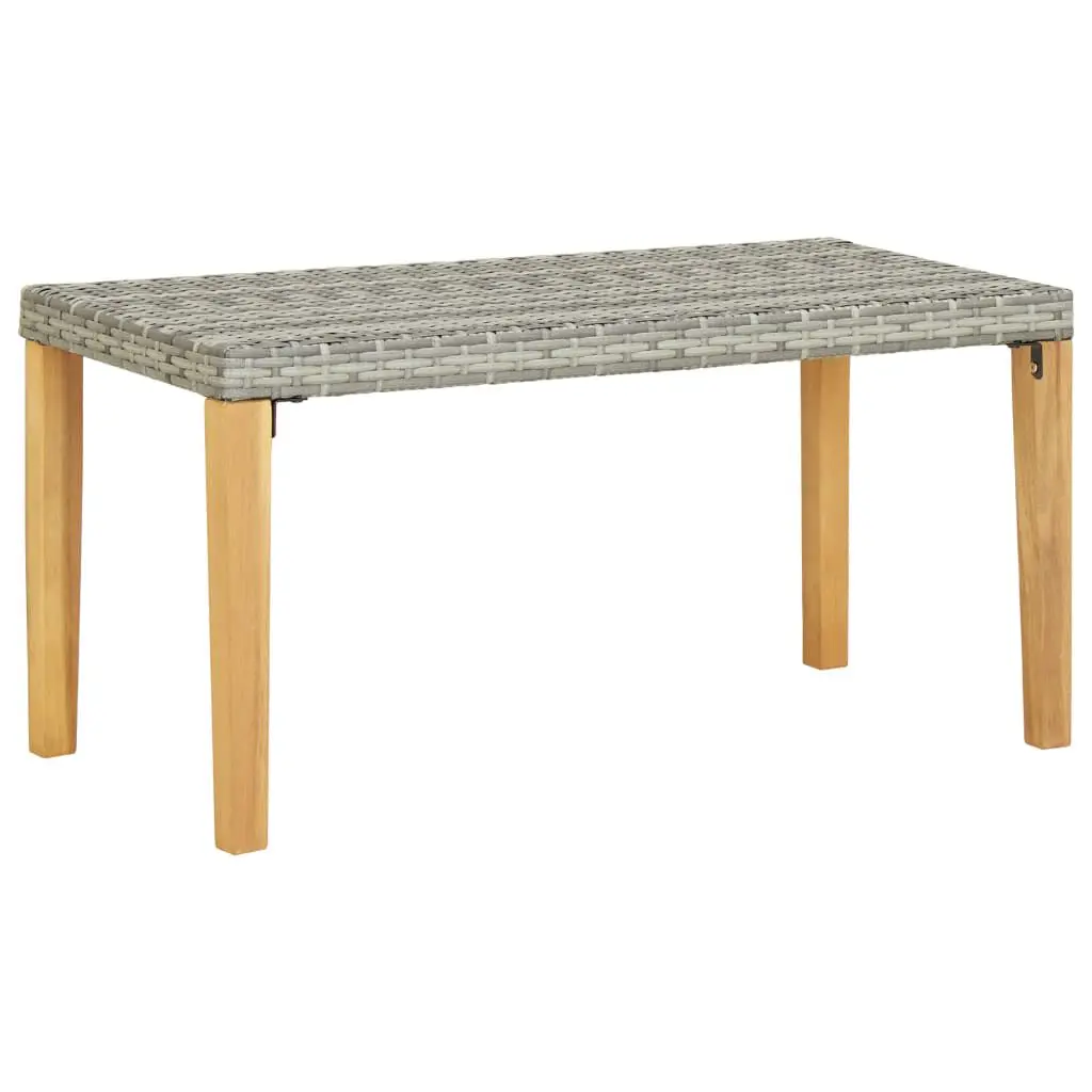 Patio Bench 47.2 Inches Gray Poly Rattan and Solid Acacia Wood