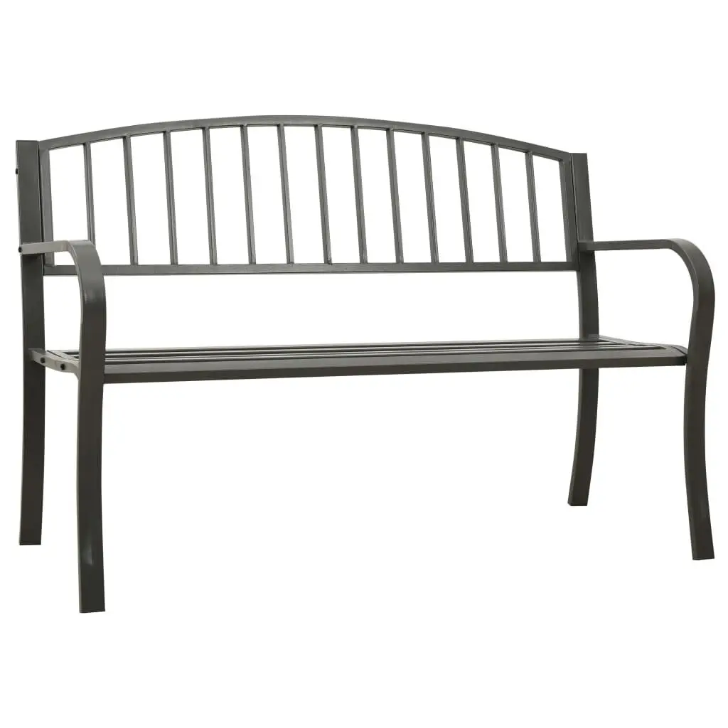 Patio Bench 49.2 Inch Steel Gray Outdoor Furniture