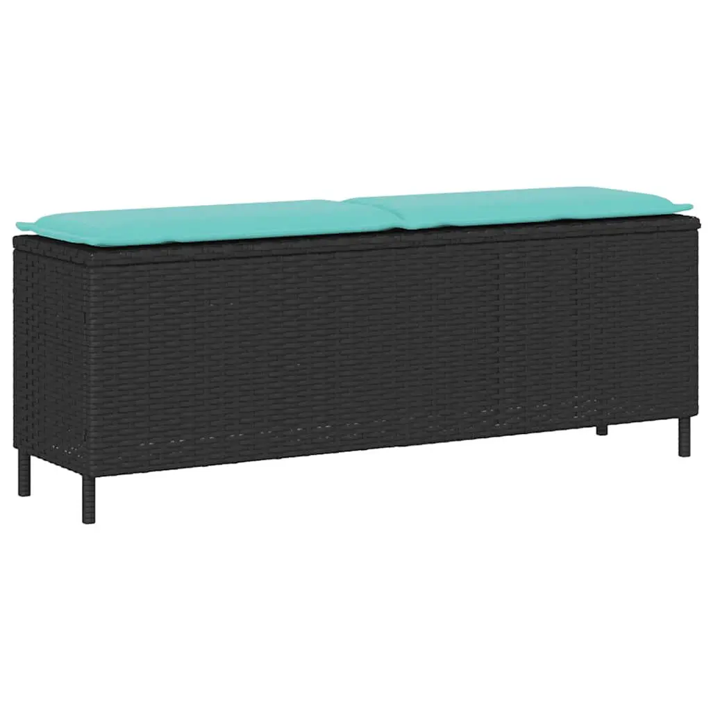 Patio Bench Cushion Black 43.3x11.8x15.9 Inches Poly Rattan Outdoor Seating
