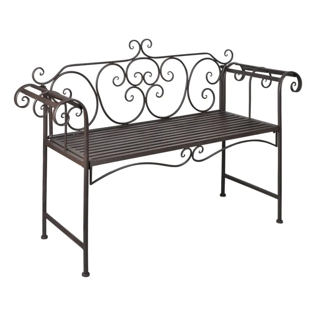 Patio Bench 52 Inch Steel Antique Brown Outdoor Garden Seating