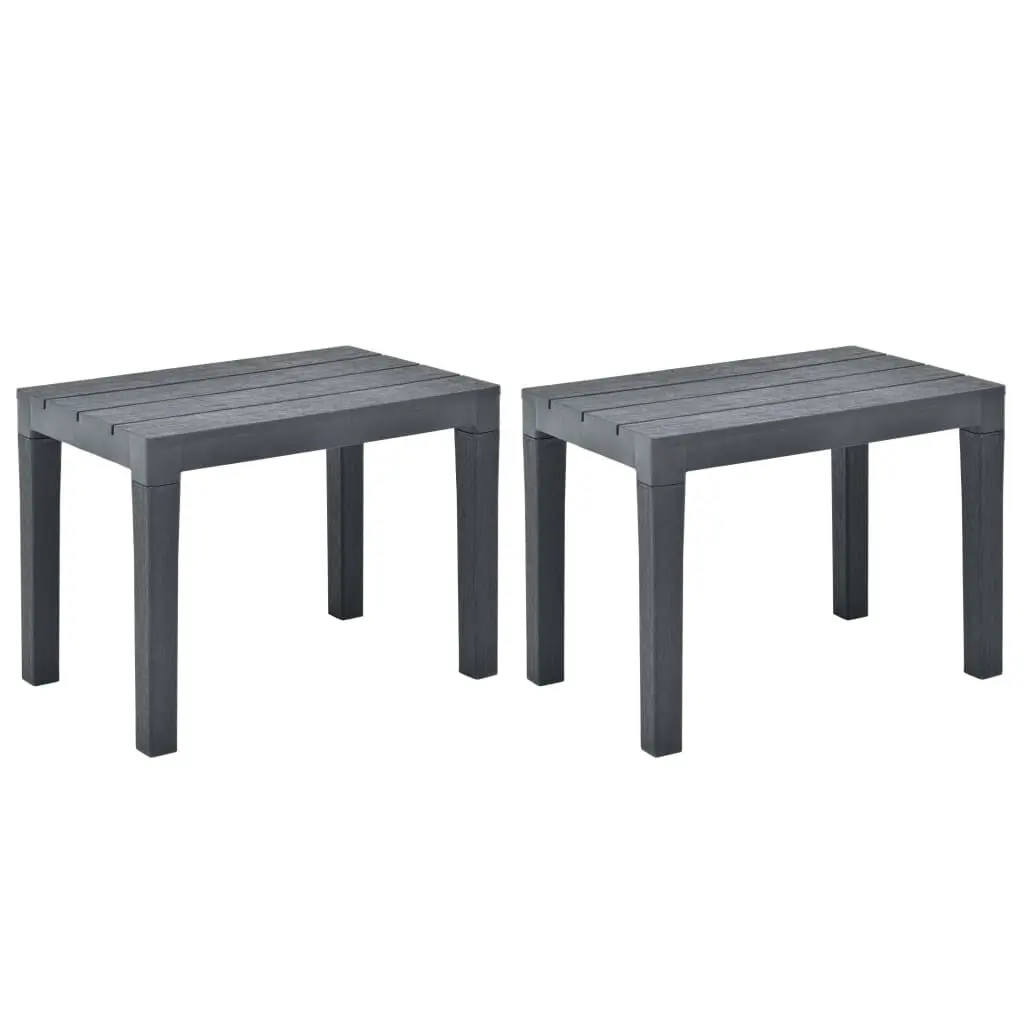 Patio Benches 2 Pieces Anthracite Plastic Outdoor Garden Seating