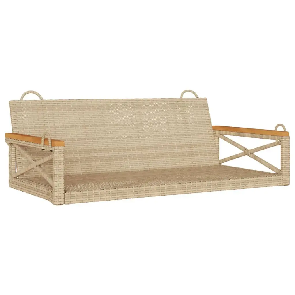 Swing Bench Beige 42.9x24.4x15.7 Inches Poly Rattan Outdoor Furniture