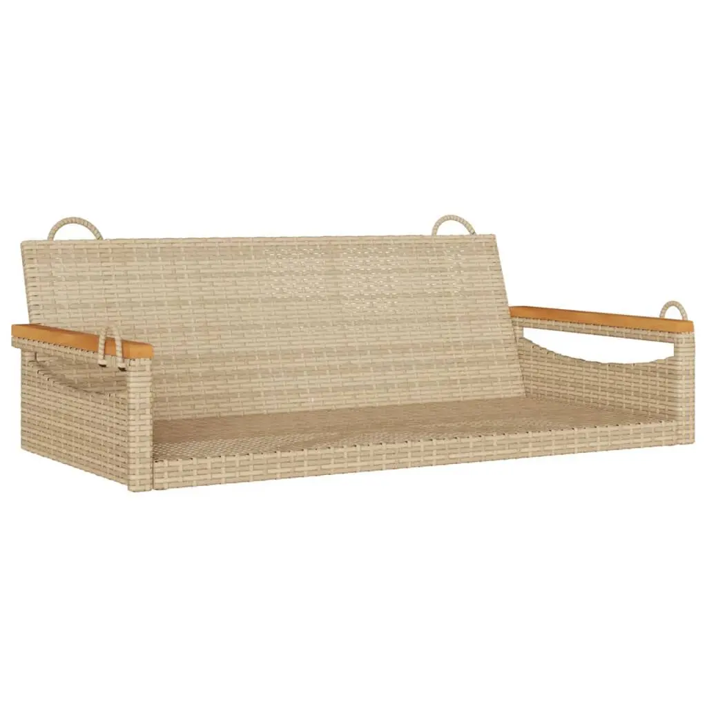 Swing Bench Beige 42.9x24.4x15.7 Inches Poly Rattan Outdoor Furniture