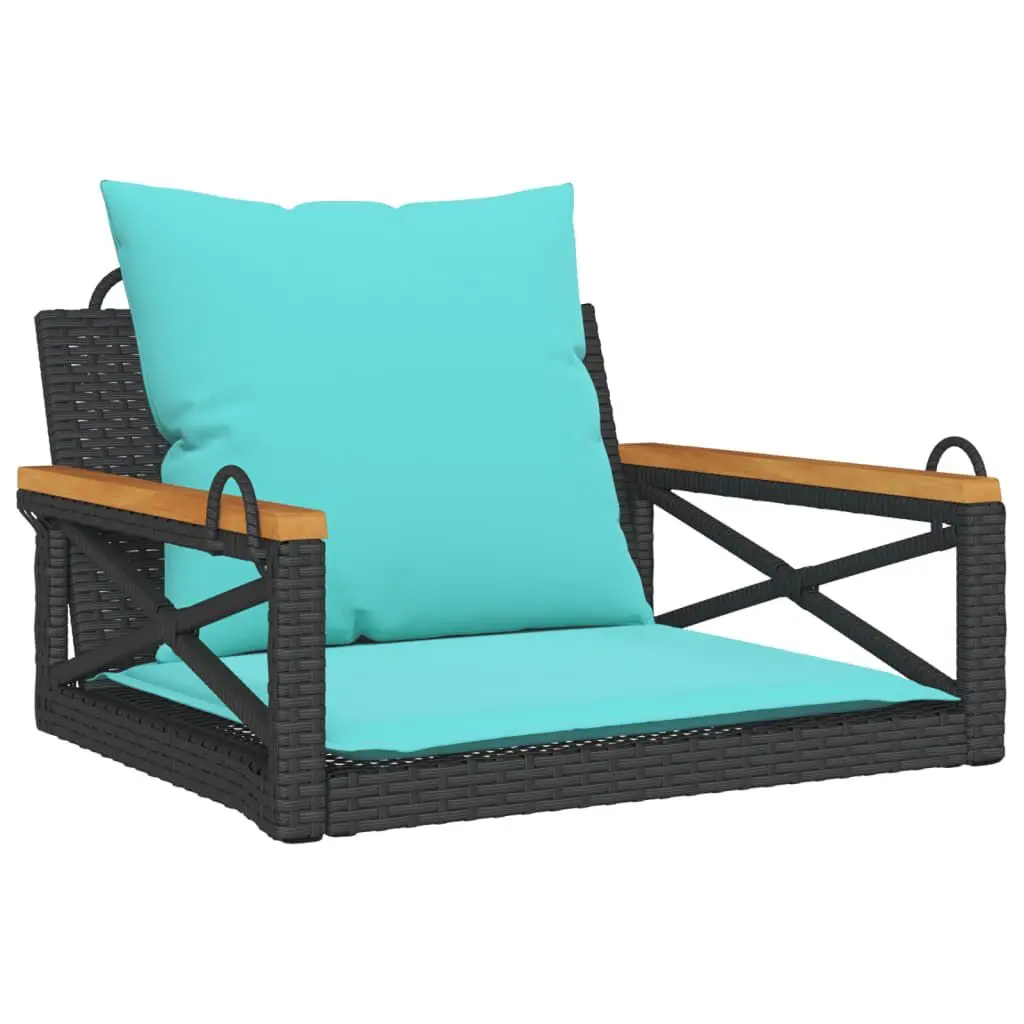 Swing Bench Cushions Black 24.8x24.4x15.7 Poly Rattan Outdoor