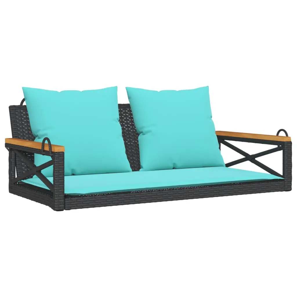 Swing Bench Cushions Black 42.9x24.4x15.7 Poly Rattan Outdoor