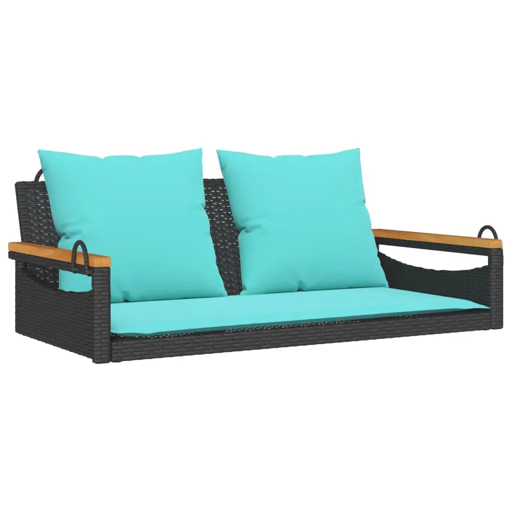 Swing Bench Cushions Black 42.9x24.4x15.7 Poly Rattan Outdoor