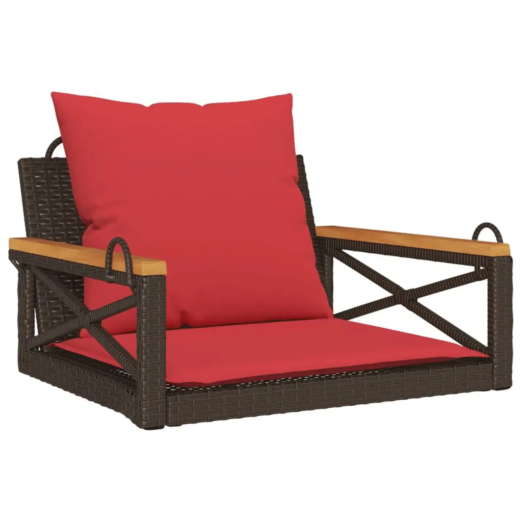 Swing Bench Cushions Brown 24.8x24.4x15.7 Poly Rattan Outdoor Furniture