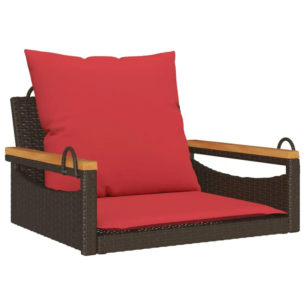Swing Bench Cushions Brown 24.8x24.4x15.7 Poly Rattan Outdoor Furniture