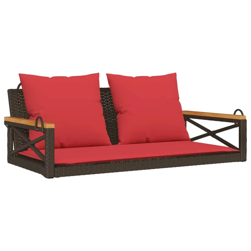 Swing Bench Cushions Brown 42.9x24.4x15.7 Poly Rattan Outdoor Furniture
