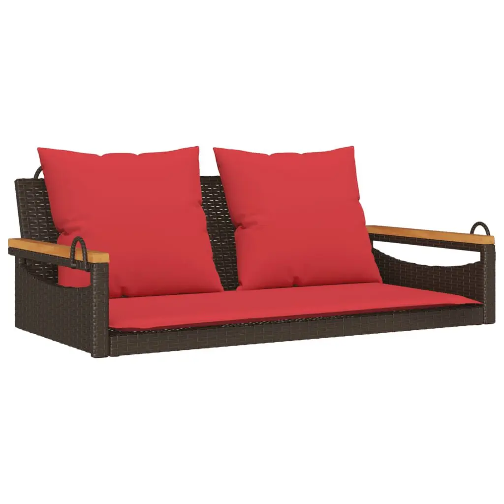 Swing Bench Cushions Brown 42.9x24.4x15.7 Poly Rattan Outdoor Furniture
