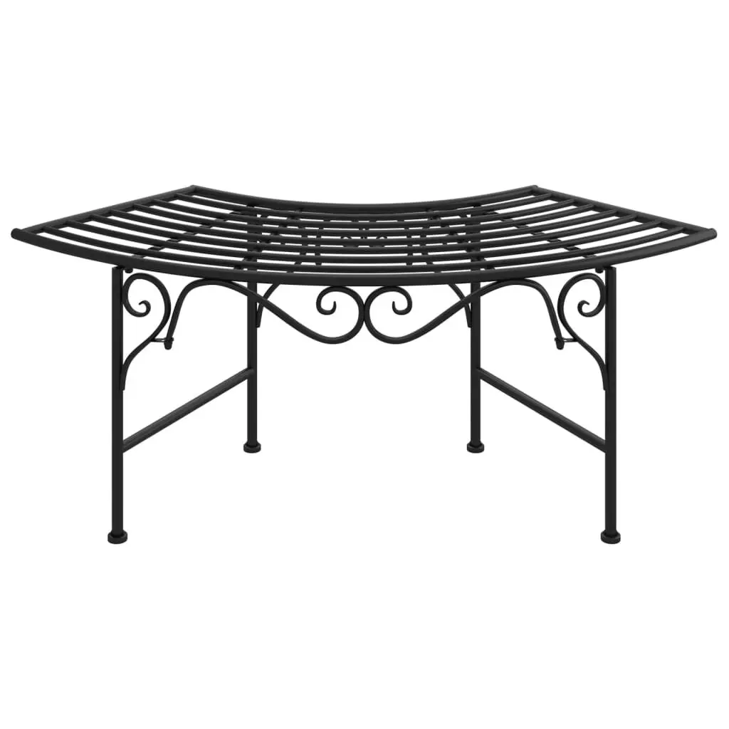 Tree Bench 44.5 Inches Black Steel Outdoor Garden Seat