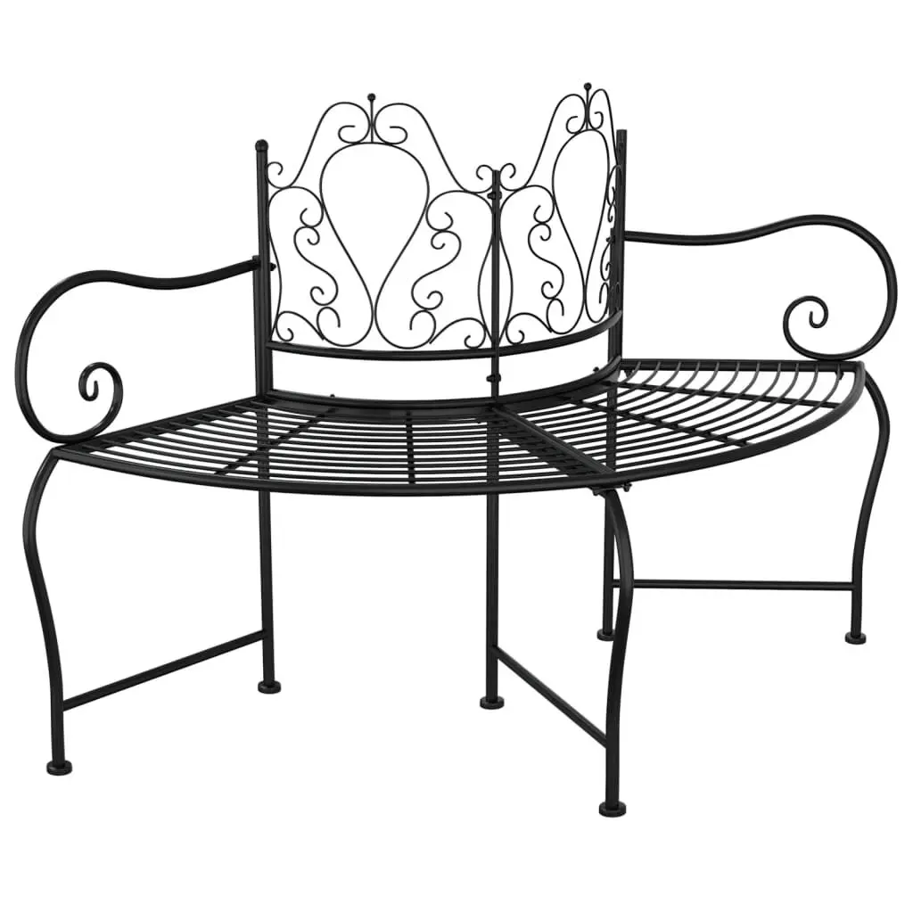 Tree Bench 59.1 Black Steel Outdoor Garden Bench