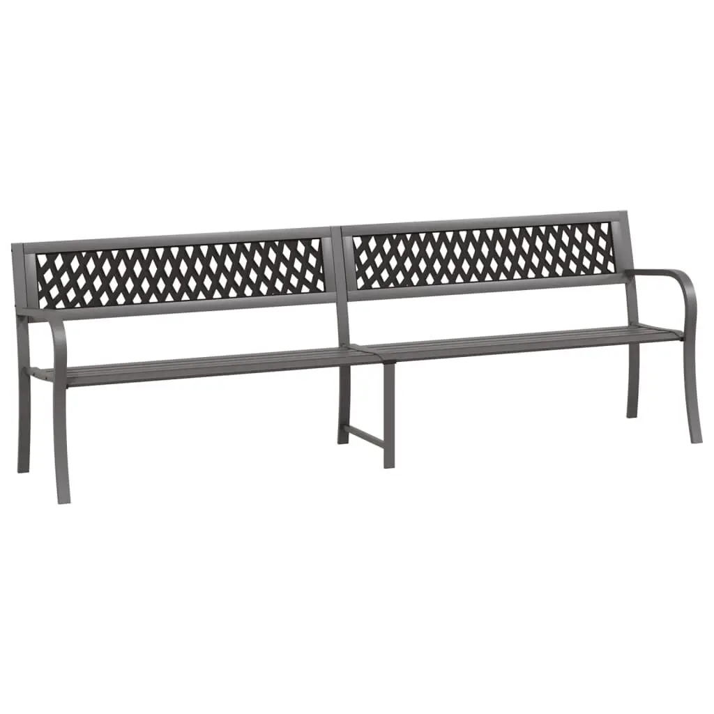 Twin Patio Bench 96.9 Inch Gray Steel Outdoor Garden Seating