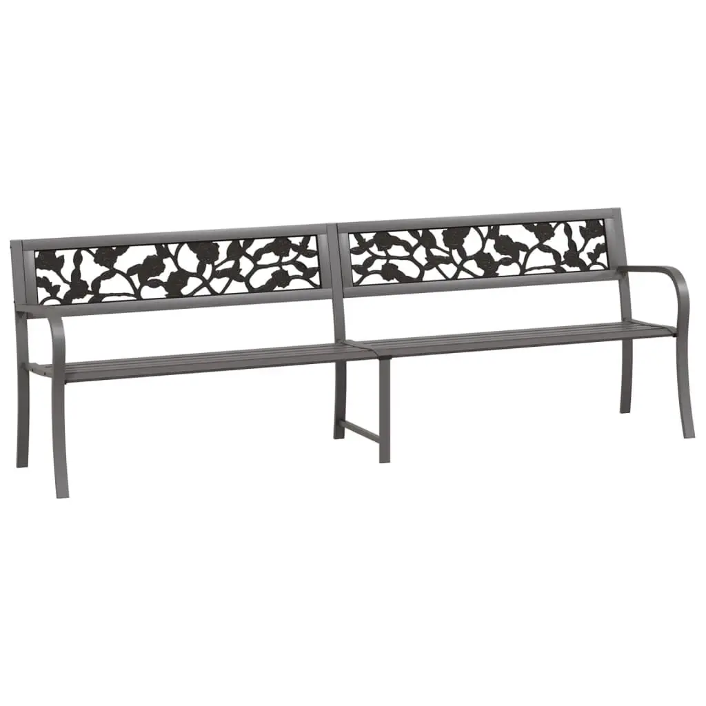 Twin Patio Bench 96.9 Inches Gray Steel Outdoor Garden Seating