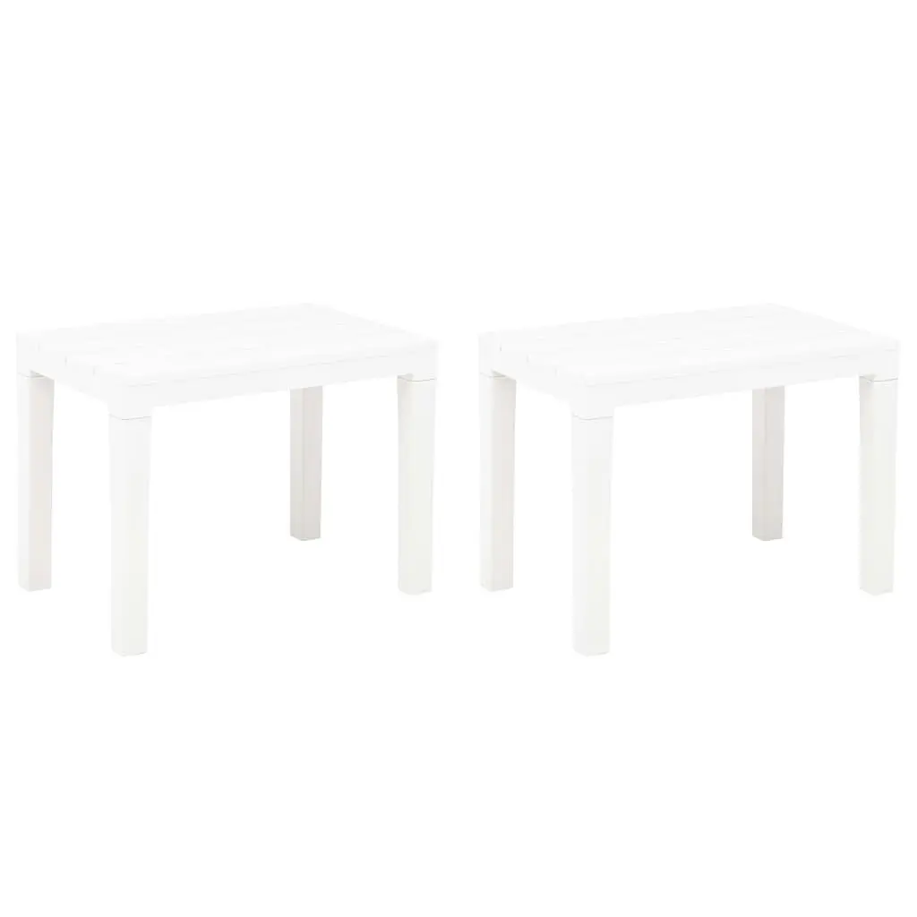 White Plastic Patio Benches Set 2 Outdoor Garden Seating