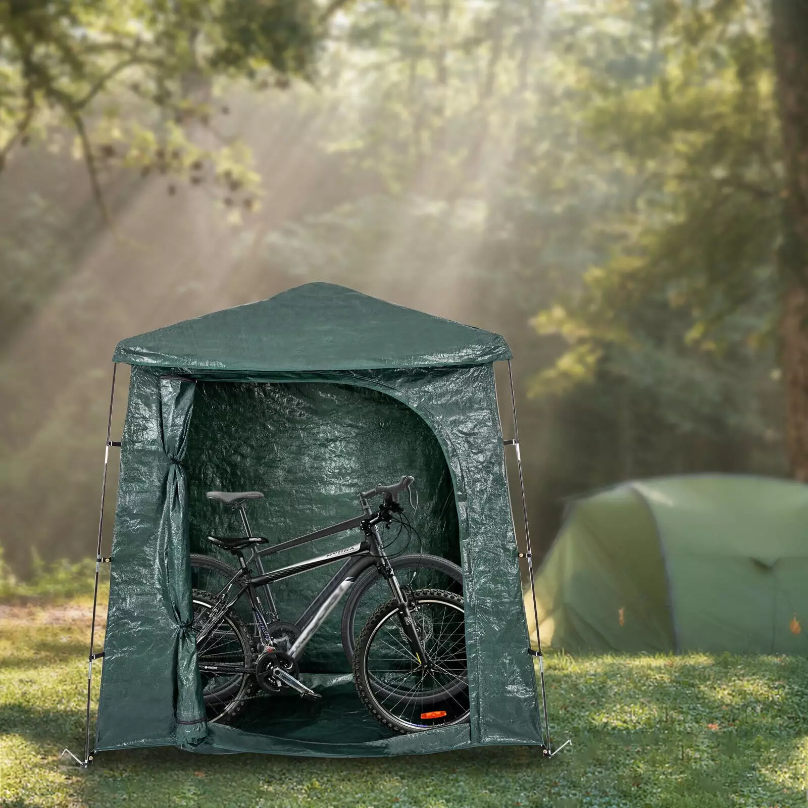Garden Bicycle Storage Tent Shed Outdoor Waterproof Shelter Reusable PE Green Flkoendmall
