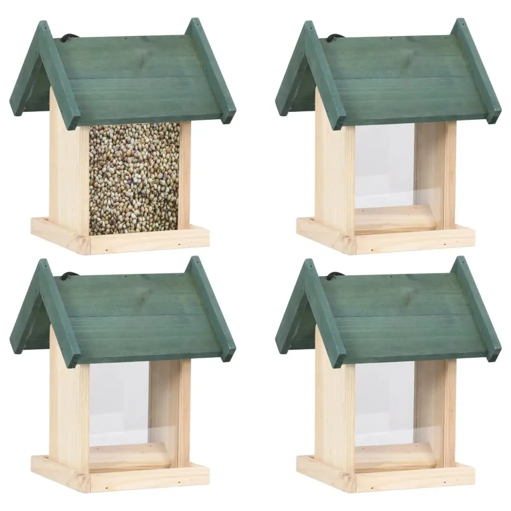 Bird Feeders 4 pcs Firwood Garden Decor